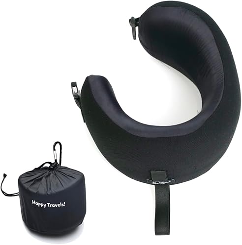 Miniatura 56 de C CUSHION LAB Almohada de viaje, galardonado diseño ergonómico patentado para barbilla y cuello, almohada de cuello de espuma viscoelástica, Azul