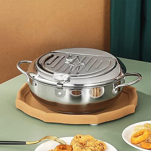 CROTOLO Japanese Tempura Deep Fryer Pot,304 Stainless Steel Deep Frying