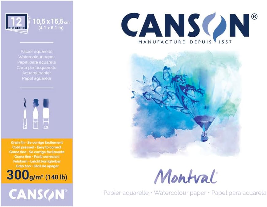 Canson Montval Watercolour Paper, 10.5 x 15.5 cm, White
