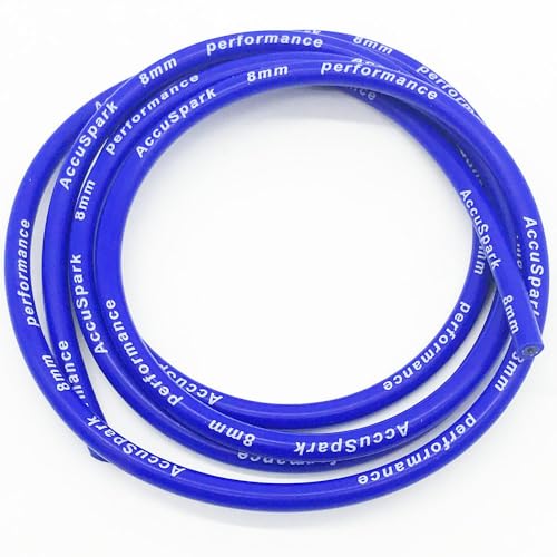 AccuSpark Blue 8mm HT Ignition Lead Cable – 2 Metres, Spiral Core Wire, Durable Silicone, Superior Spark Suppression, Universal Replacement Ignition Lead for Classic & Modern Cars
