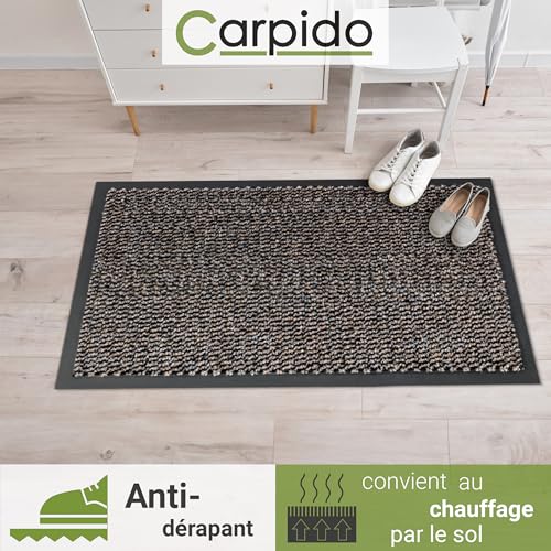 Paillasson d'intérieur durable tapis de propreté classique marron chiné - 5