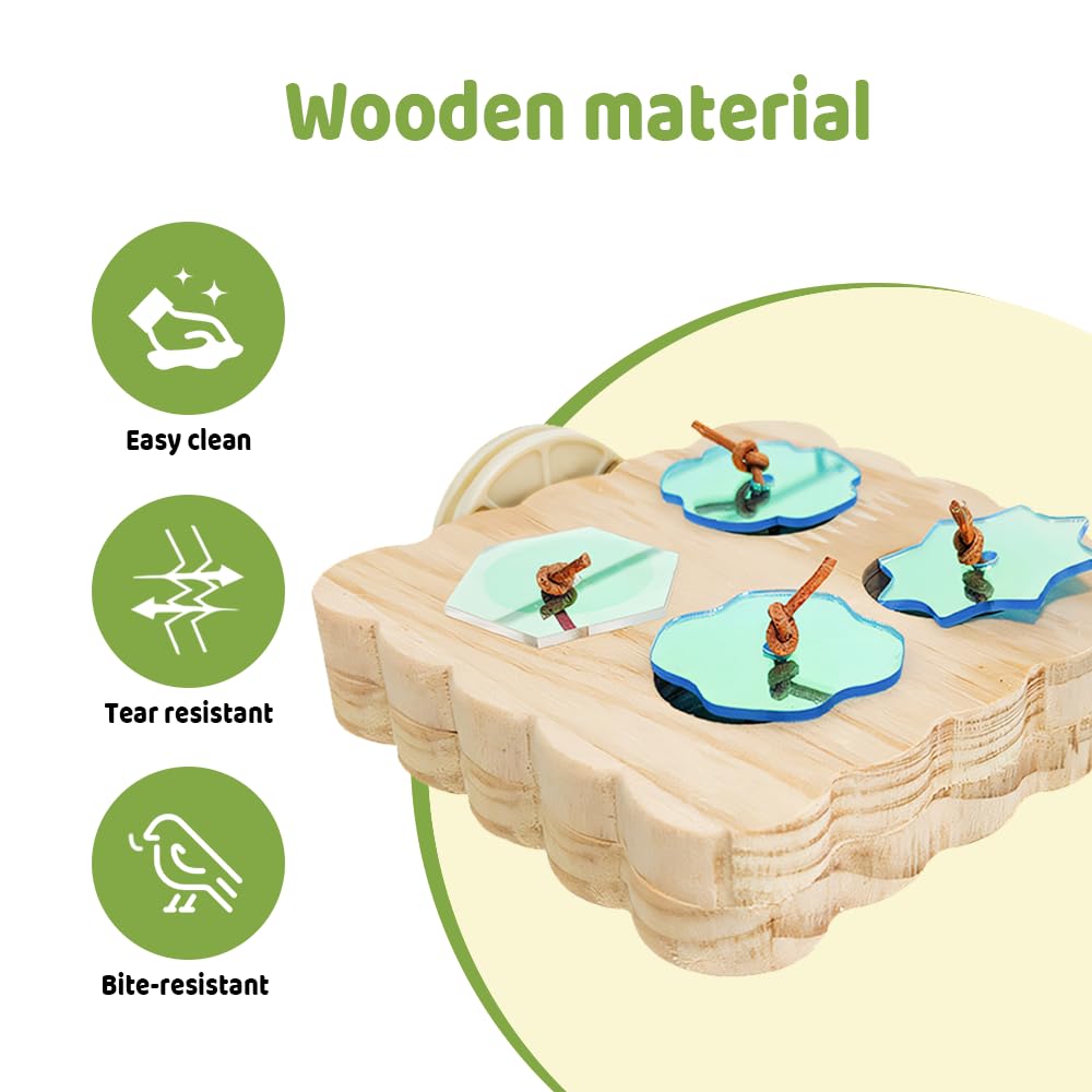 DONGKER Wooden Bird Foraging Puzzle Toys,Multiple Uses Parakeet Feeder Perches Stand with Custom Acrylic Lid for Macaw Sun Conure Small Sized Birds - image 2