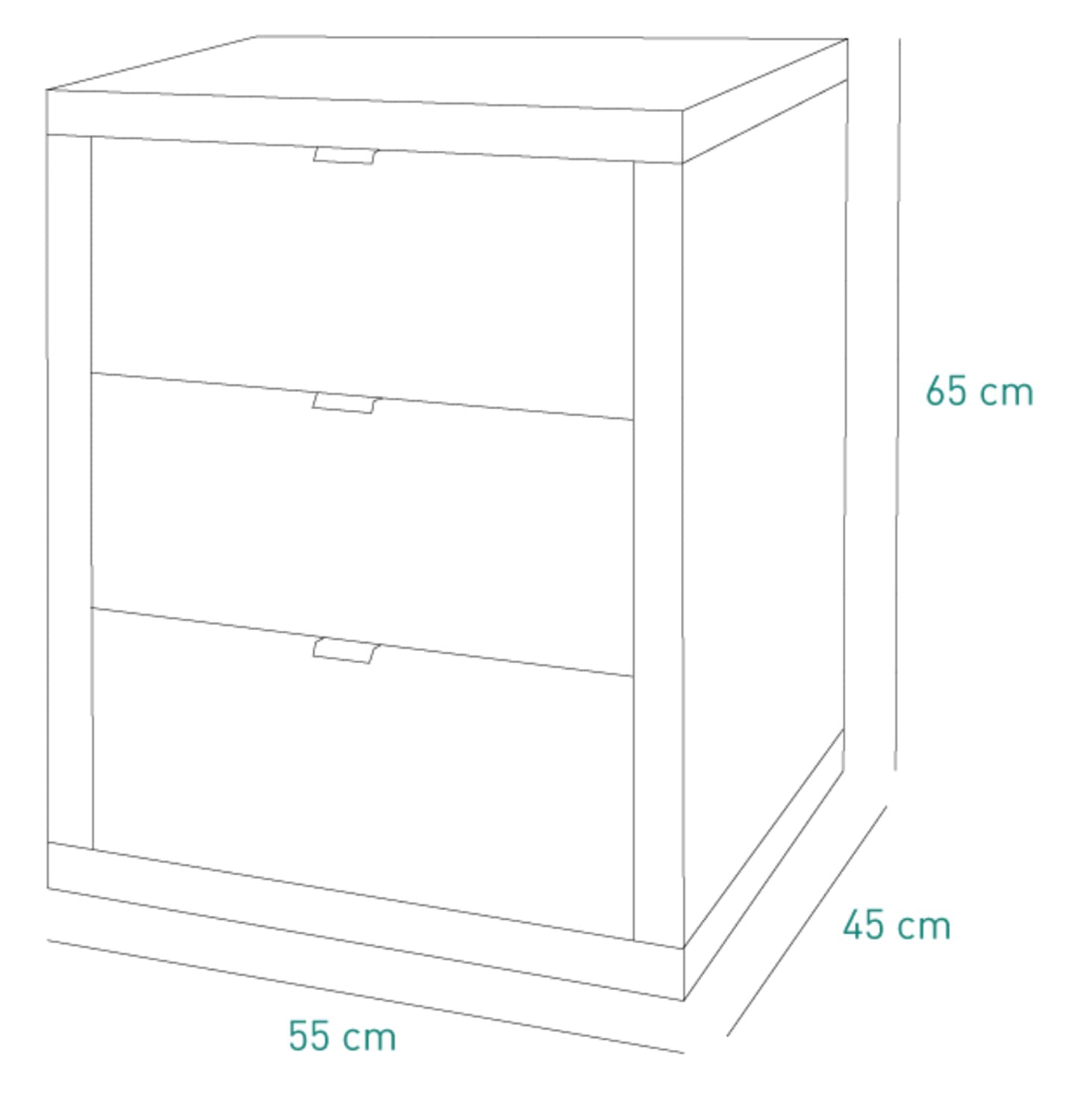 Composad | Cassettiera della Linea PRATICO con 3 cassetti, Cassettiera Scrivania per Ufficio, (LxAxP) 55x65,50x45,20 cm, Colore Cemento e Bianco Laccato, Made in Italy