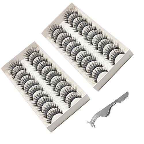 Amaza 20 Pares Pestañas Postizas Naturales 3D Extensión Maquillaje con Pestañas Postizas Aplicador (Negro)