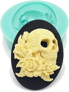 FS Brand Pirate Skull Roses Mold Flexible Silicone Mould for Crafts, Jewelry, Resin, Scrapbooking, Polymer Clay.