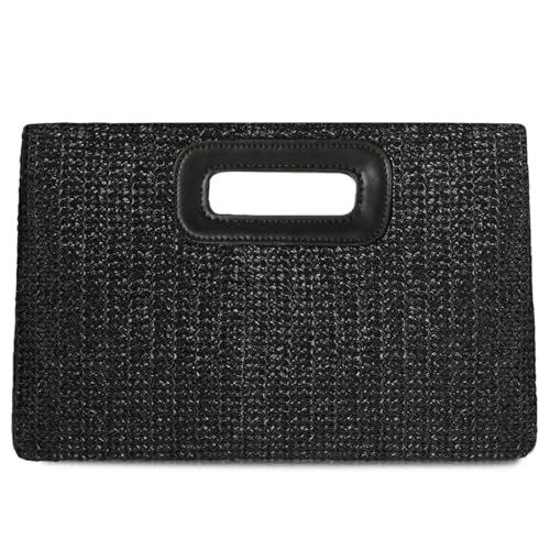 Image of Beach Clutch Bag Straw Summer Clutch Purses for Women Handmade Woven Purse Detachable Gold Chain, Crossbody