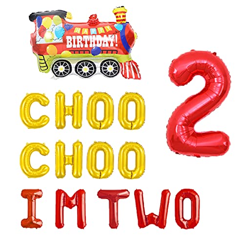 Choo Choo Im Two Balloons,Train 2nd birthday Party Decorations For Boy, Two Train Baby Shower Boy 2nd Birthday Party Supplies ,train birthday party supplies.