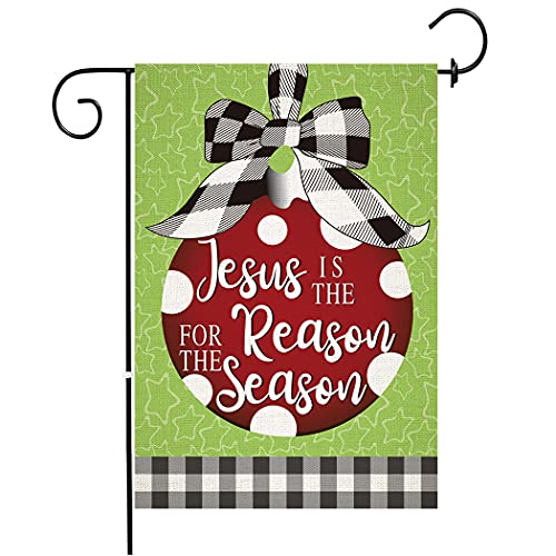 Chengxun Jesus Is The Reason Garden Flag Front Door and Outdoor Decor Flag Christmas Yard Outdoor Decor Double Sided Burlap Flag 12.5Ã—18 inch