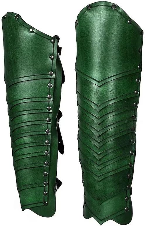 Medieval Viking Knight Leather Leg Armor Greaves Renaissance Gaiter Halloween Cosplay Costume for Men Women LARP Men's Armor