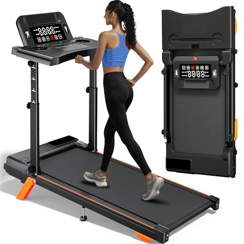 350lb Weight Capacity Walking Pad with Handle Bar-4 Levels Height, 12% Incline Foldable Treadmill...