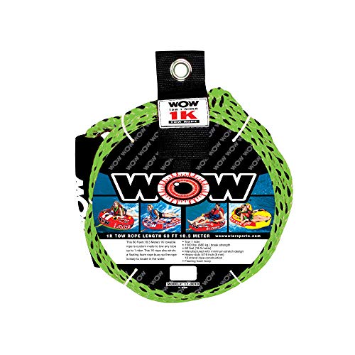 Wow World of Watersports 1k 60 ft. Tow Rope with Floating Foam Buoy 1 Person Tow Rope for Boating, 17-3010