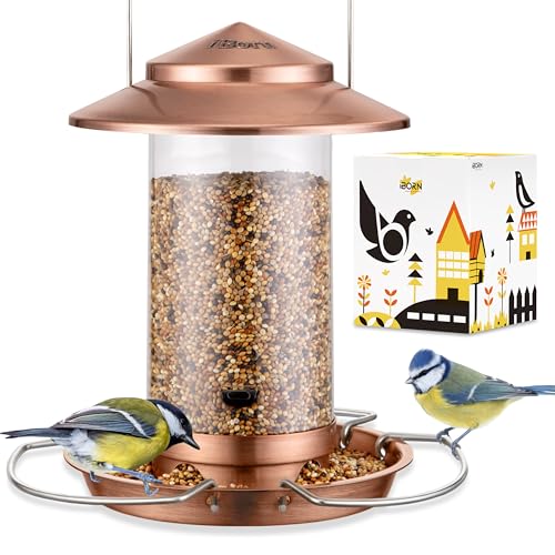 iBorn Bird Feeder Metal Squirrel Chew-Proof Bird Feeders for Outdoors