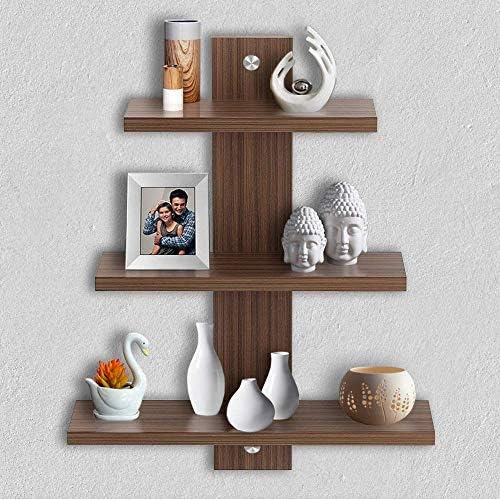 A10SHOP A10 Shop Delta S2 Home Decor Wall Shelf/Rack-Set of 3 (Matt Finish) (Walnut)