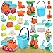 Balnore Beach Toys, Sand Toys for Kids 23 Piece for Kids with Castle Building Kit, Animals Castle Molds Beach Shovel Rake Other Tools Kit,Sandbox Toys Gift for Kids with Mesh Bag