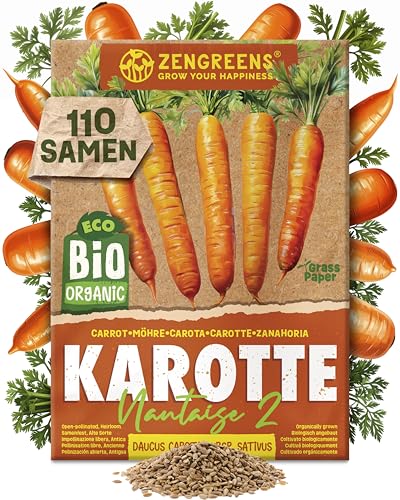 ZenGreens® - Bio Karotten Samen - Karottesamen - Gemüsesamen für den einfachen Anbau im Garten, Balkon oder Hochbeet - Gemüse Saatgut - Möhre - Nantes 2