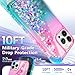 NGB Designed for iPhone 15 Pro-Max Case, Pink/Aqua | Glitter Liquid Sparkle Cute Cover for Women Girls Kids | with Tempered Glass Screen Protector & Ring Holder & Wrist Strap