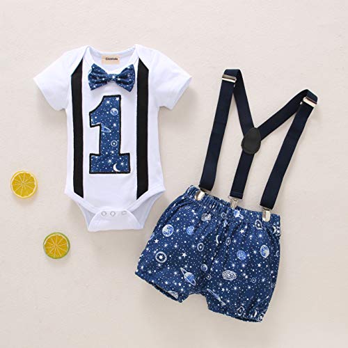 Baby Clothes 1St Birthday Outfits Short Long Sleeve Romper Pants Suspenders Strap Outfits Toddler Boy First Sets Blue #TOP1