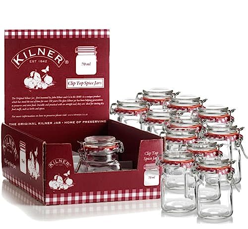 12 New Kilner Vintage Square Glass Clip Top Airtight Spice Herb Storage Jam Jars