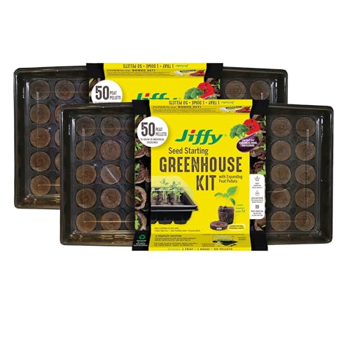 Image of Jiffy 50-Cell Seed Starter Tray Kit with 42mm Peat Pellets, 2-Pack