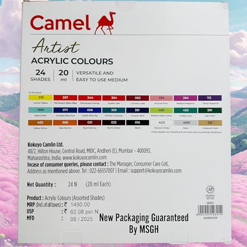 Image of Camel Artist Acrylic Colours 24Shades X 20ml