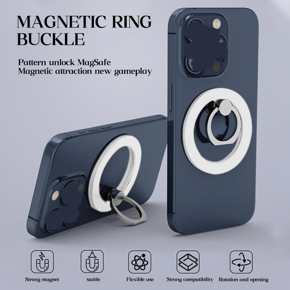 Supporto Magnetico A Anello KOEMCY Per Telefono – Rotazione 360° E Pieghevole 90°, Adesivo Magsafe, Compatibile Con Tutti Gli Smartphone (Viola)
