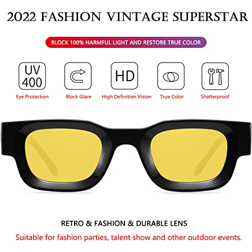 AIEYEZO Modern Thick Rectangle Sunglasses for Women Men 90s Retro Chunky Square Polarized Sun Glasses UV400 Protection3