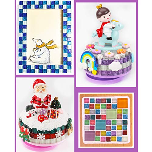 Esweny Mosaic Tiles Mixed Color Glass Tiles Shine Crystal Mosaic Glass Pieces Bulk Square Glitter Crystal Mosaic Tiles For Home Decoration Or Diy Crafts 200G,1X1 Cm thumb #6