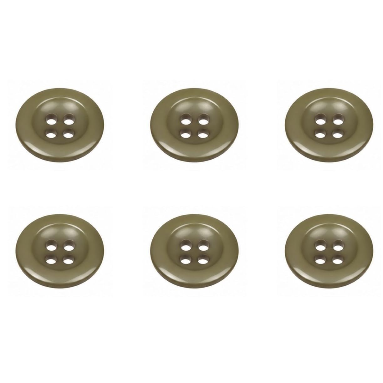 Pack of 6 Olive Green Sew on 18mm Buttons for Braces Trousers 4 Hole 28 Ligne (Olive Green, 6 Buttons)