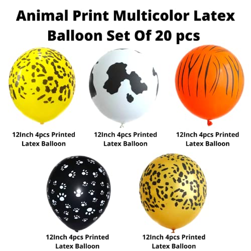 Image of Party Decorz Jungle /Safari /Animal Print Multicolor Latex Balloon Set Of 20 pcs For Kids Animal Theme Birthday Party Decoration, Surprise Party