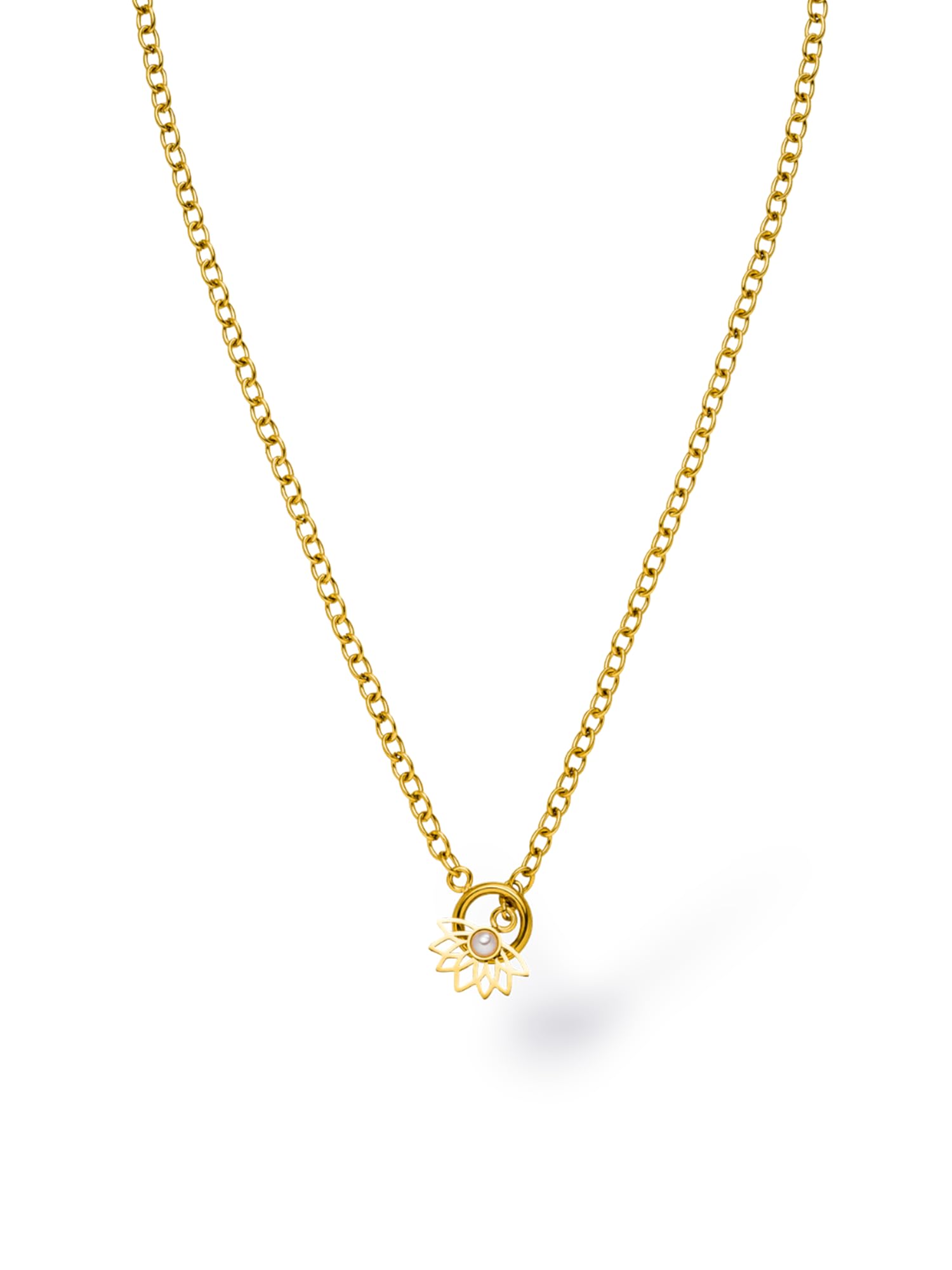 Purelei Flowing Kette Damen Y-Kette mit Lotus Anhänger, elegante Edelstahl Halskette, filigrane Gliederkette, moderne Layering Kette, Schmuck Geschenk für Frauen