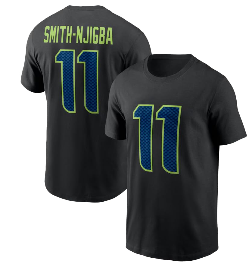 Jaxon Smith-Njigba #11 Seattle Football T-Shirt Cotton Jersey (US Alpha X-Large Black)