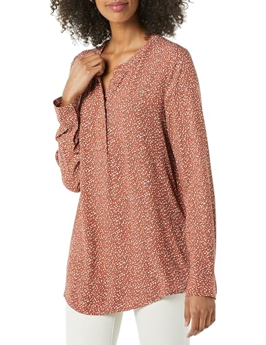 Amazon Essentials Women's Long-Sleeve Woven Blouse, Rust Leopard Print, XXL