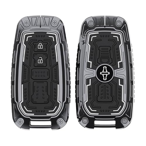 Image of Keyzone Iron Core Series Key Cover Compatible for Toyota Innova Crysta, Innova HyCross, Hilux 2 Button smart Key (Gunmetal)