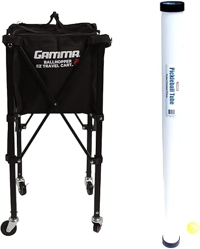 Gamma Sports EZ Travel Cart Pro, diseño compacto portátil, construcción ligera resistente, capacidad de 150 o 250 pulgadas, funda de transporte