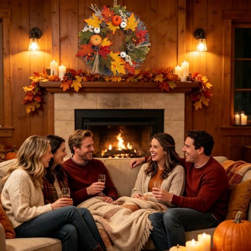 Corona de otoño resistente para exterior e interior que decora sin marchitarse 3