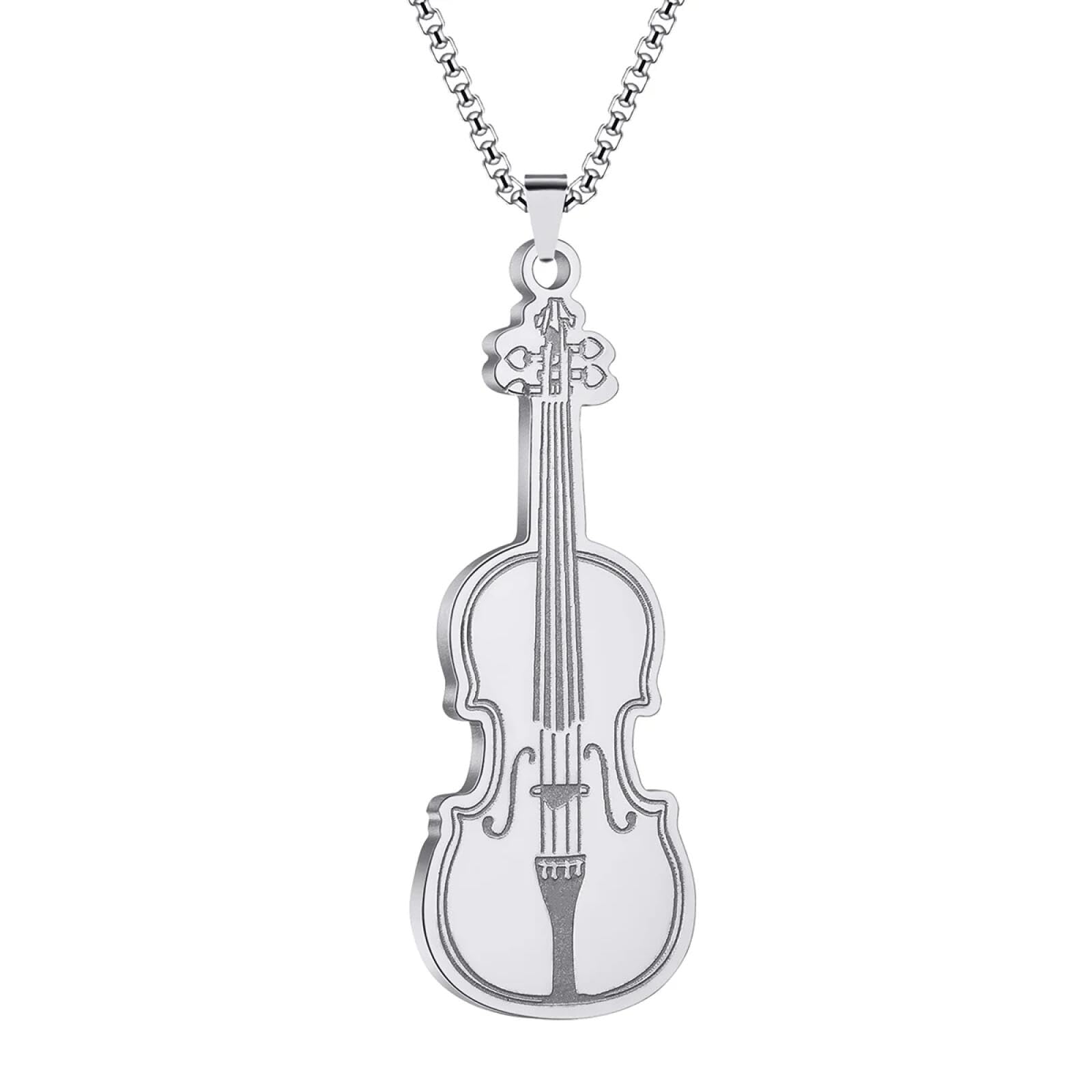 Generico Ornamento per violino Collana Donne Iconici strumenti a corda Musicisti Gioielli in acciaio inox