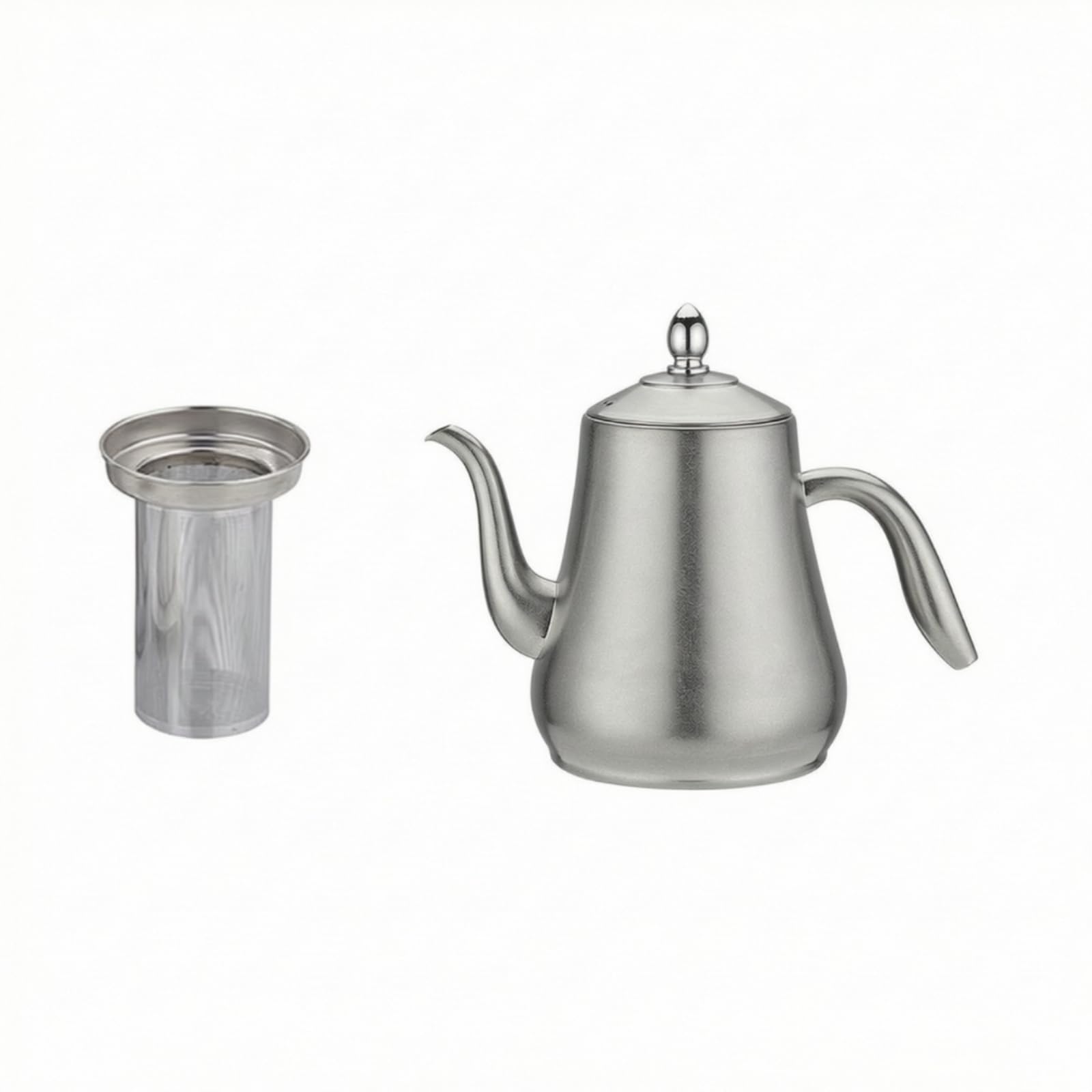 Colcolo Tetera de Acero Inoxidable con Hervidor Cafetera y Jarra Filtro Extraíble Que Retiene Hojas y Libera Aroma Vertido Controlado Diseño Retro Elegante, 1550ML