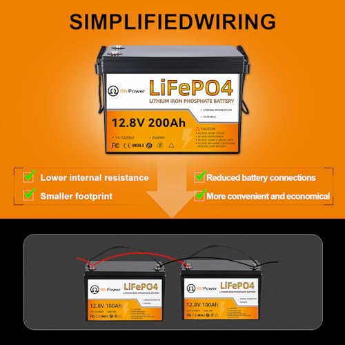 Image of 12 V 200 Ah Lithium LiFe PO4 Deep Cycle B attery,100A BMS | 4000+ Cycles,Perfect for RV, Home Storage,Marine,Solar Power System and Outdoor Camping.