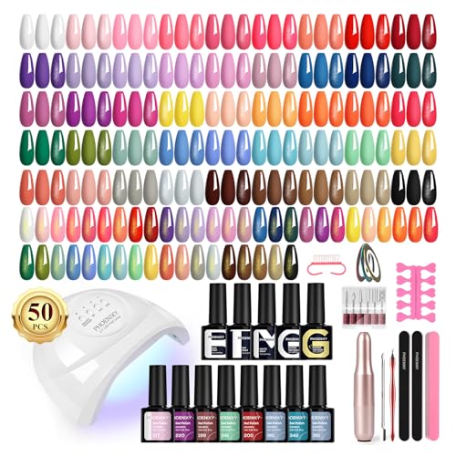 PHOENIXY 63 Pcs Gel Nail Polish Kit with U V