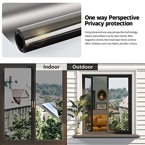 One Way Window Film,Daytime Privacy Protection Reflective Window Film Mirror Window Film Can Be Used In Living Room Window Bedroom Office Door Balcony Hotel #TOP1