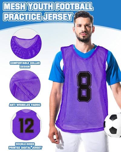 Image of Suhine 48 Pcs Adult Pinnies for Sport Soccer Nylon Mesh Scrimmage Vest Mesh Basketball Football Team(Cute Color,XXL)