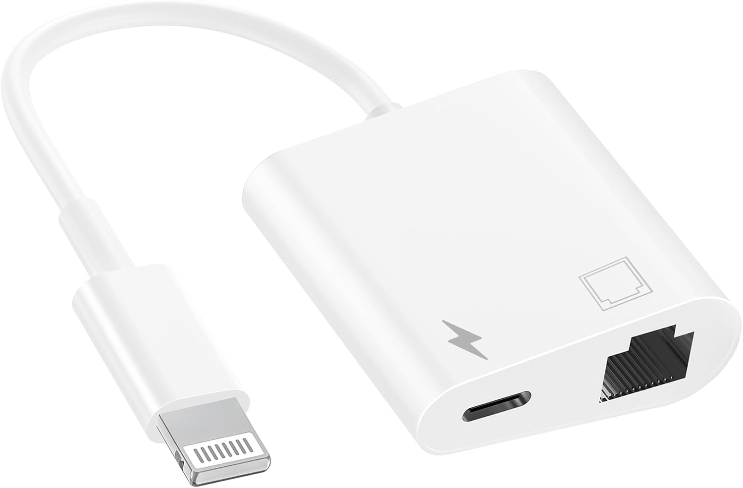 [Apple MFi Certified] 2 in 1 Lightning to RJ45 Ethernet LAN Network Adapter with Charge Port Compatible with iPhone/iPad/iPod Models,Plug and Play Ethernet Network Supports 100Mbps