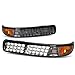 Auto Dynasty Compatible with Chevy Silverado/Suburban/Tahoe Pair of Smoked Lens Amber Corner LED Look Turn Signal Lamps