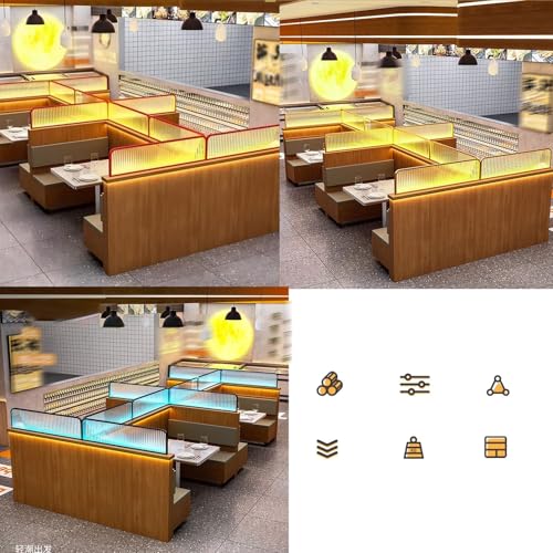 Barra de luz LED para encimera, divisor ajustable para áreas de comedor de restaurante, pantalla de separación de mesa para mayor privacidad y seguridad