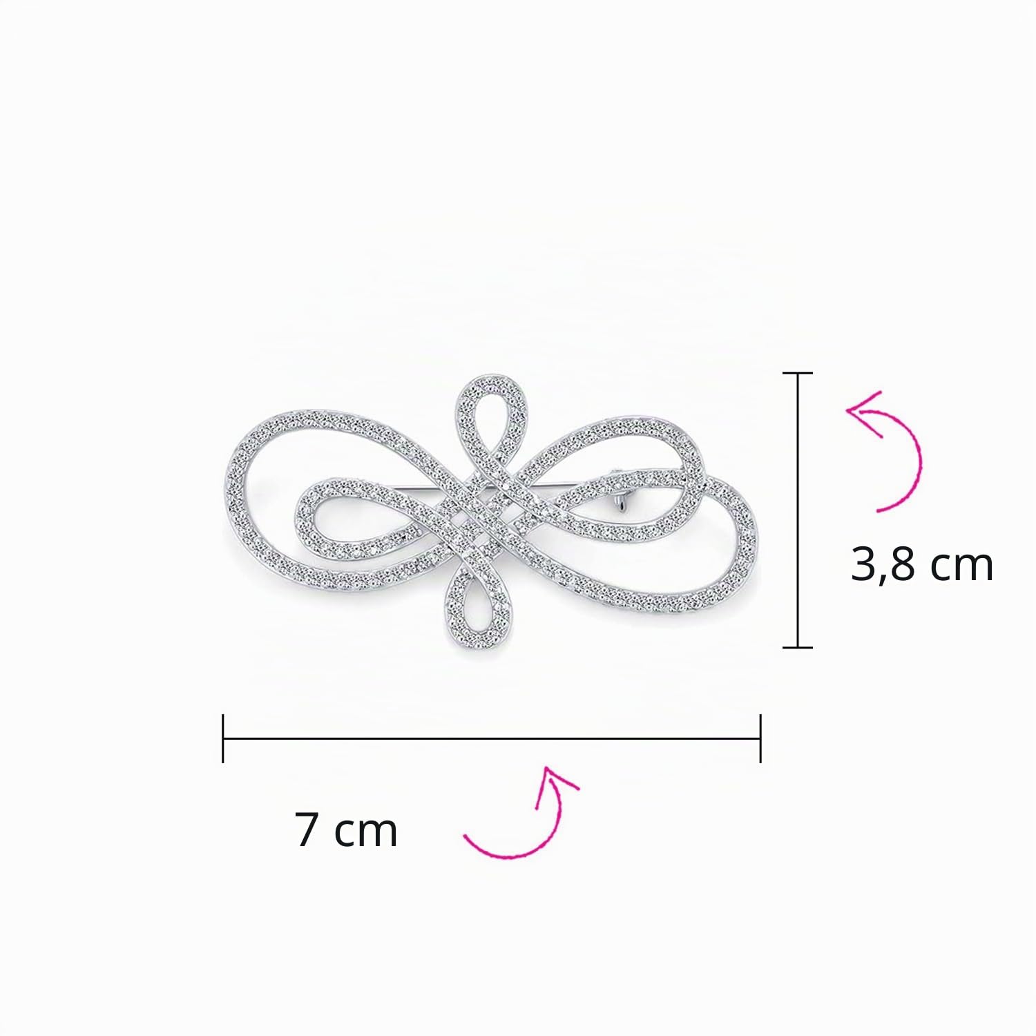 Espiral Grande Pave Cubic Zirconia Art Deco Estilo Vintage Moda Infinito Broche Alfiler Para Mujer Tono Plata Chapado En Rodio