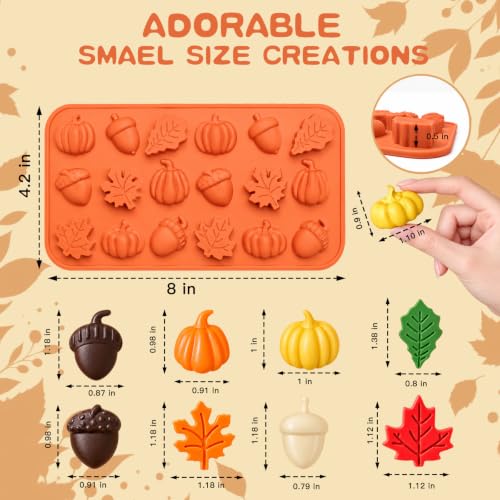 Image of HKNMTT 2Pcs Mini Pumpkin Silicone Molds 36-Cavity 9 Shapes Fall Candy Molds