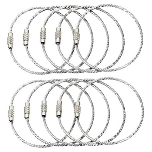 BlueCosto 10x Pure Stainless Steel String Wire Loop for Luggage Tags Keychain Wire Ring Cable