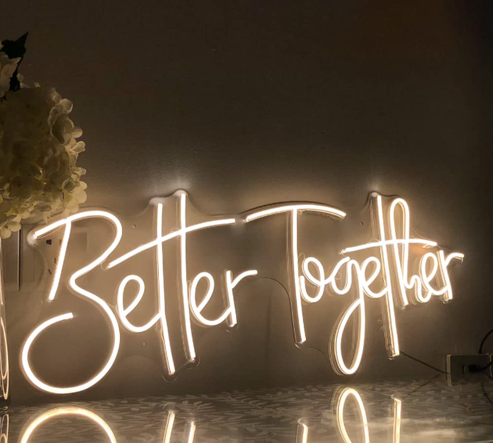 Ulalaza Insegna al Neon a LED Better Together Luce Notturna per la casa, Camera da Letto, Soggiorno, Decorazione Artistica, Festa, Anniversario di Matrimonio, Compleanno con USB 5v
