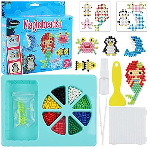 Water Fuse Beads Set, 8 Colors Water Spray Beads Set, Underwater World Theme Water Sticky Beads Frozen for Hand Making Puzzle Educational Toys for Kids Beginners Gift Cover