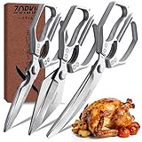 ZORKIC Küchenschere Set Silber 3er-Pack Hähnchenschere, Edelstahl Geflügelschere Fleischschere, Scharf Küchen schere für Gemüseschere, Hühnerknochen und Pute Geschenke für Mama